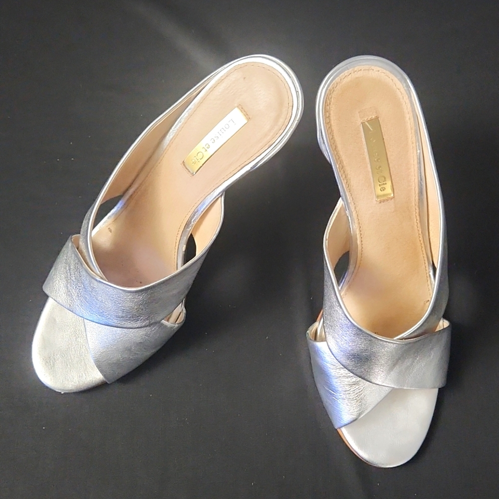 Louise et Cie Silver Metallic Slide Heels